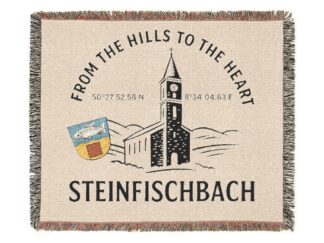 Steinfischbach Woven Throw Blanket — 'From the Hills to the Heart' Vintage Town Crest