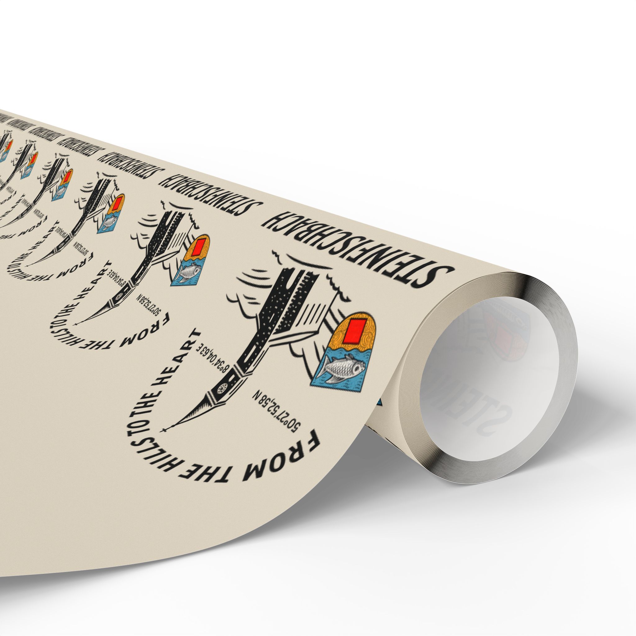 Wrapping Paper Roll — Vintage Tattoo Flash ‘From the Hills to the Sea’ Pattern – Bild 2