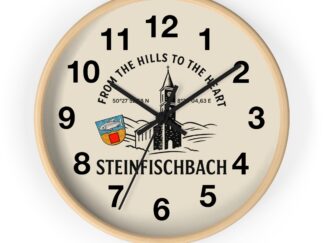 Steinfischbach Scenic Wall Clock — "From the Hills to the Heart" Village Clock with Crest