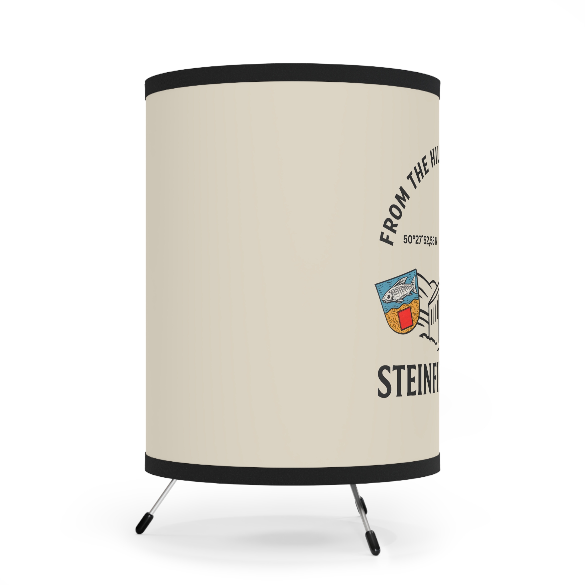 Steinfischbach Tripod Lamp — "From the Hills to the Heart" Printed Shade with Coordinates – Bild 2