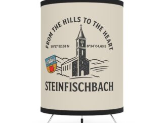 Steinfischbach Tripod Lamp — "From the Hills to the Heart" Printed Shade with Coordinates